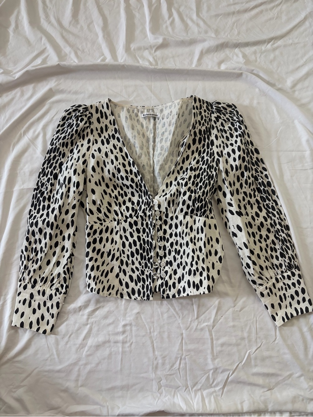 Reformation Finnegan Polka Dot Linen Top